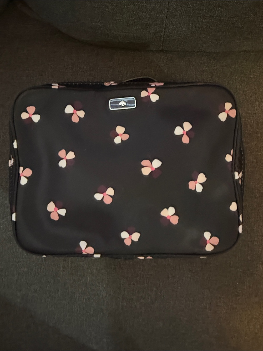 Kate Spade Dawn Dusk Buds Ditsy Travel Cosmetic Case Black Floral